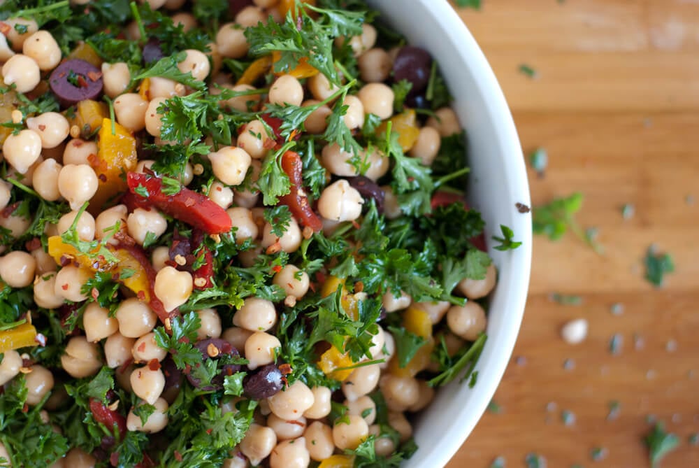chickpea salad close-up