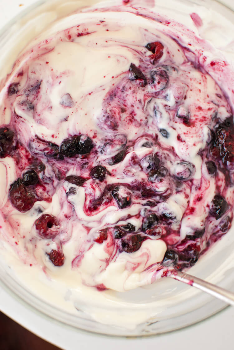 roasted berries and honey yogurt