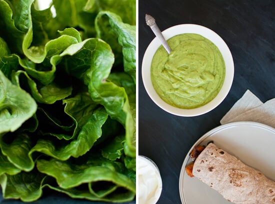romaine lettuce and avocado sauce