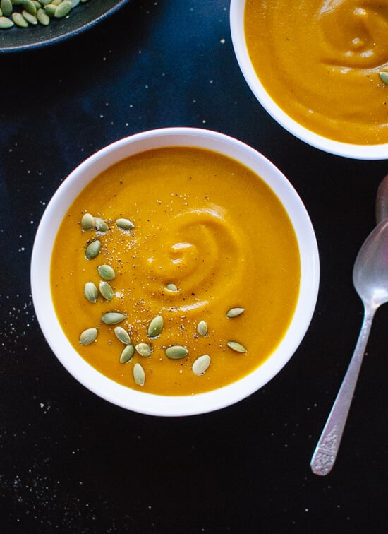 Creamy yet healthy pumpkin soup - cookieandkate.com