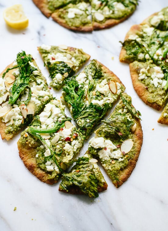 Broccoli rabe naan, a simple appetizer or dinner! cookieandkate.com