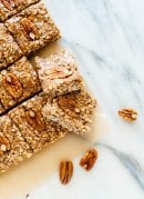 These homemade pecan granola bars are a delicious snack or breakfast! Store them in the freezer and you’ll always have a wholesome snack ready when you need it.