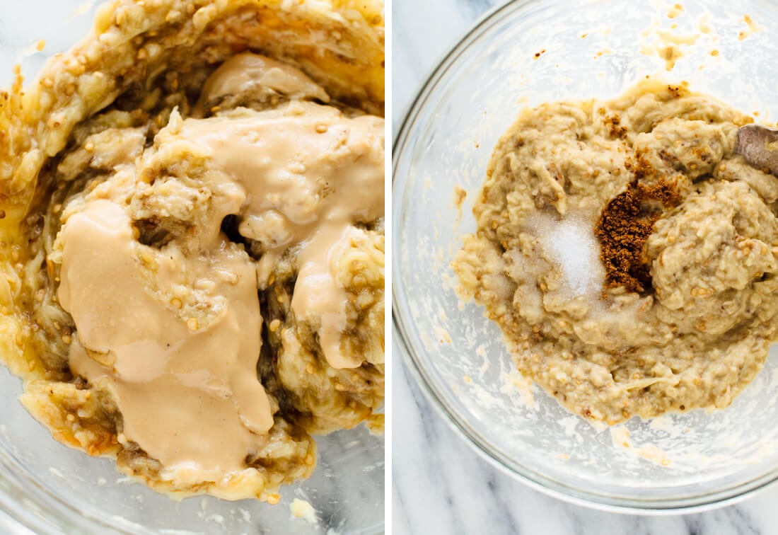 tahini, eggplant, cumin and salt