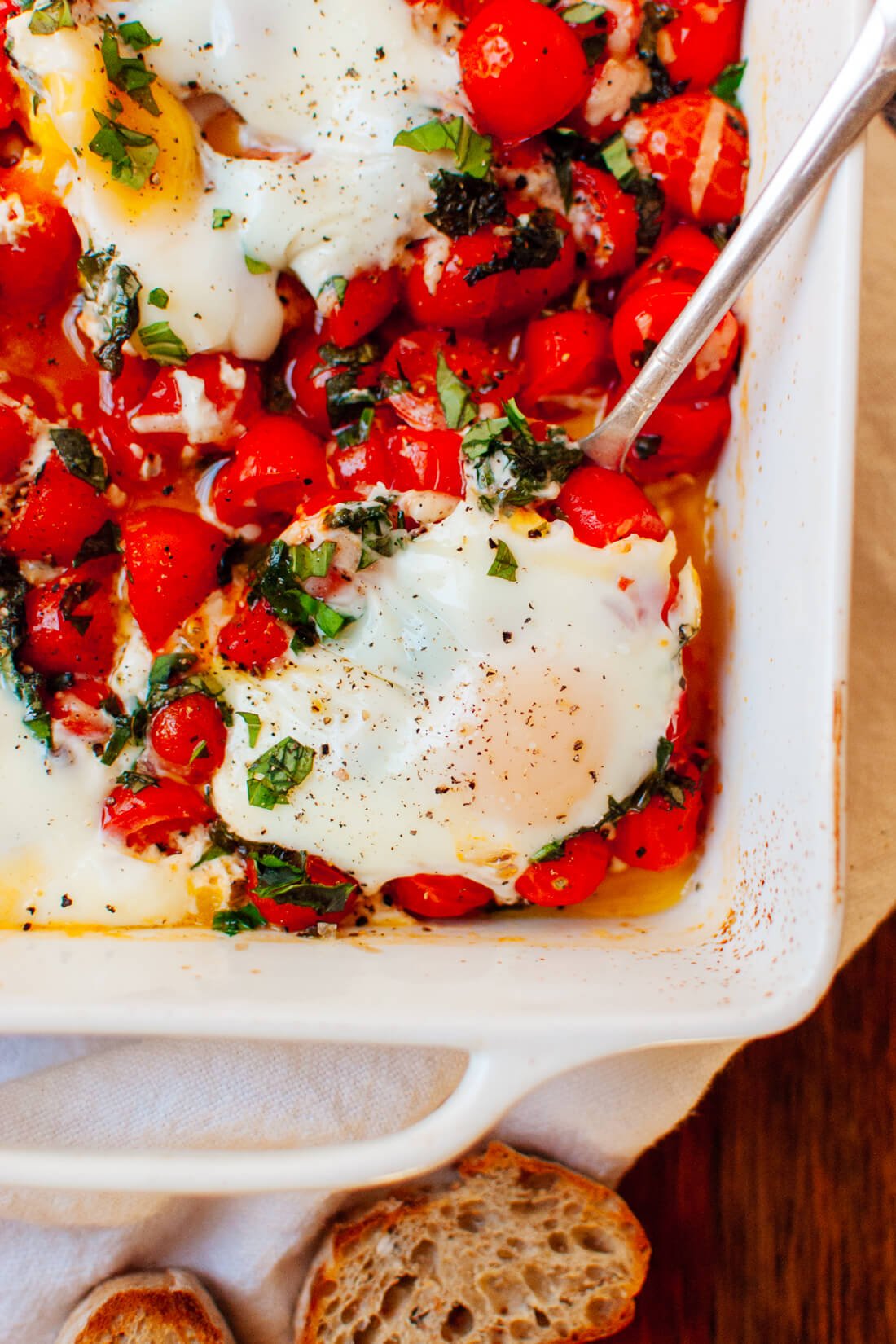 Baked Eggs on a Bed of Roasted Cherry Tomatoes