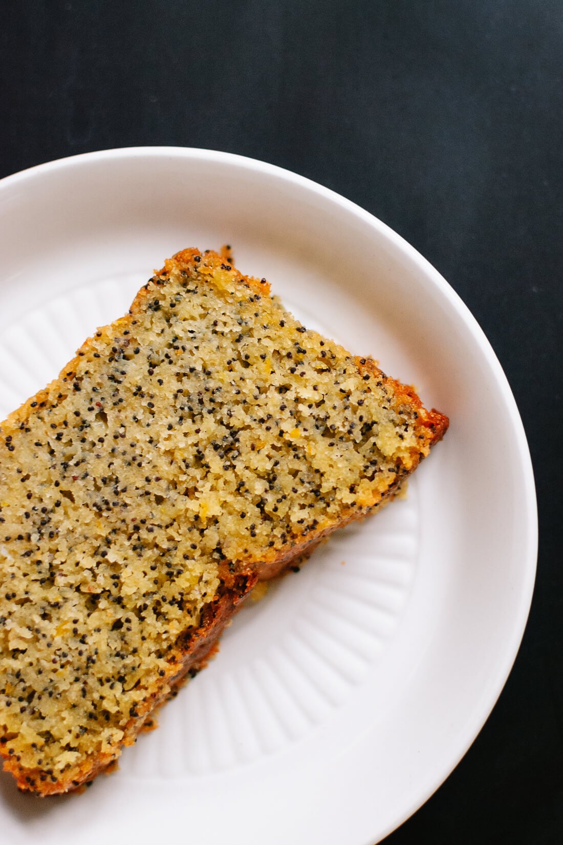 Orange poppy seed pound cake slice