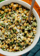 chimichurri chickpeas close-up