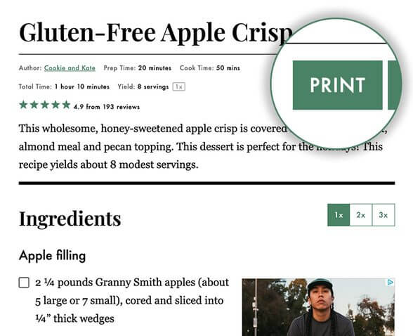 how to print recipes