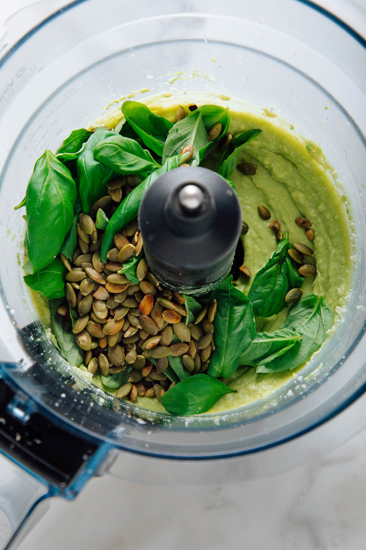 basil and pepitas in pesto