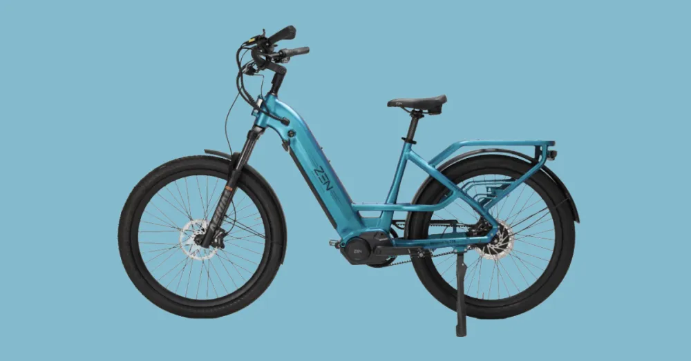 Blue ebike with similar blue background