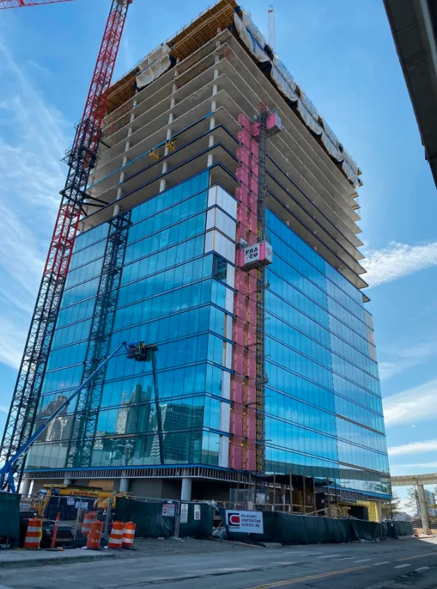 Wall of windows on high-rise building