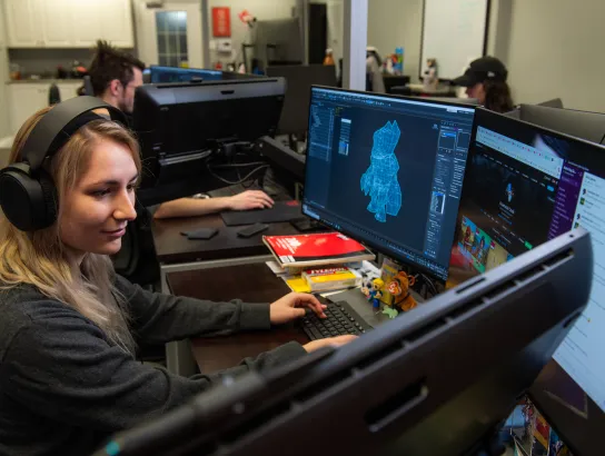 Woman working on a computer
