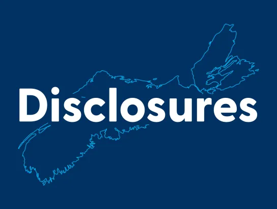 Disclosures text over an outline of Nova Scotia
