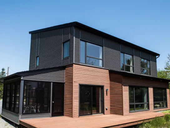 A black and brown house