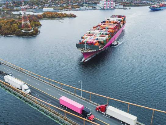 Container ship in Halifax Harbour