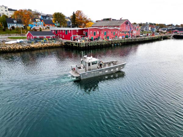 ABCO AOPS Landing Craft (for the Arctic Offshore Patrol Ships Program) on ocean by Lunenburg, Nova Scotia