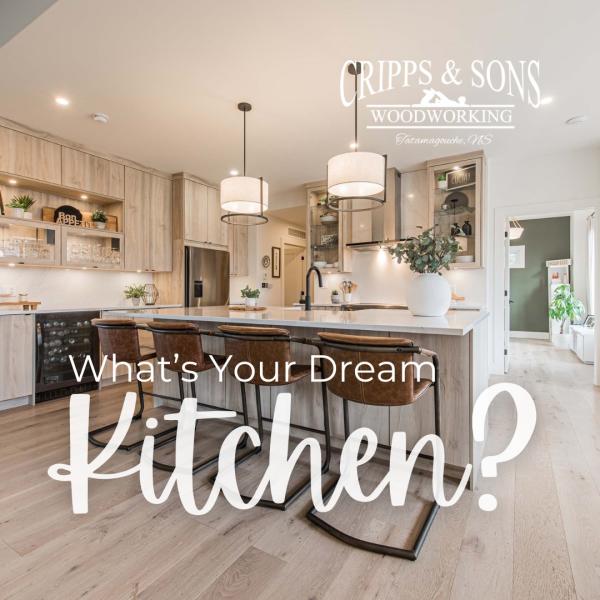 Cripps & Sons Dream Kitchen: Cabinets, island with stools