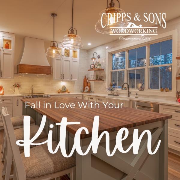 Cripps & Sons Kitchen: Large kitchen island with butcher block top