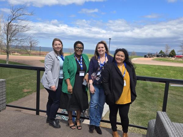Pictured L-R: Rae Ann Bonneville and Rigel J. from LQBC, along with Ashley Collicutt and Jean-Marie James, Regional Business Development Advisors from Invest Nova Scotia. @Lunenburg Queens Business Collective