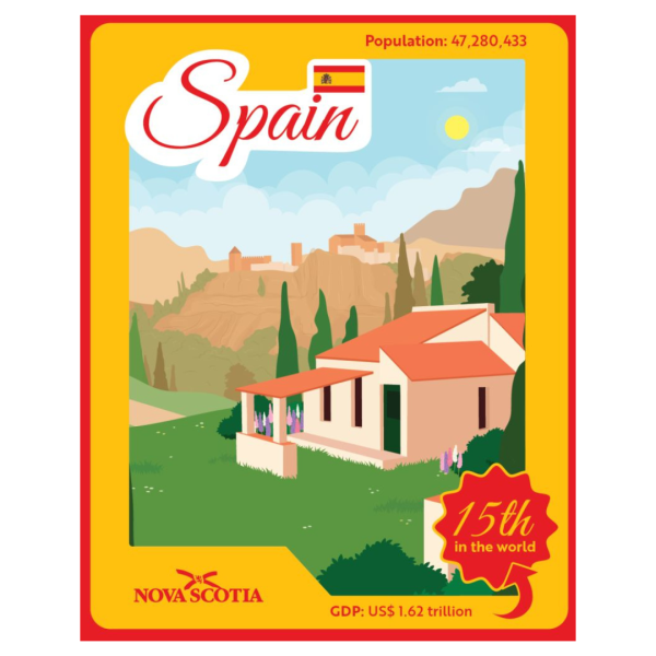 Nova Scotia Government Trading Card with picture of Spain
