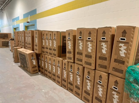 Shipping boxes containing batteries and ebikes