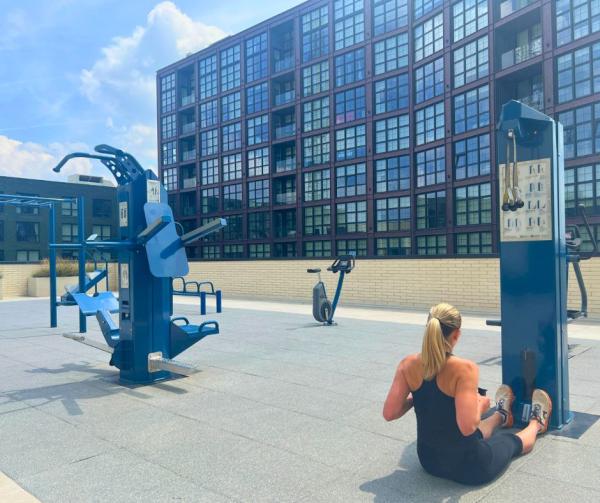 Woman exercising outside