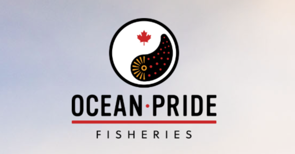 Black, red lettering representing logo for Ocean Pride Fisheries