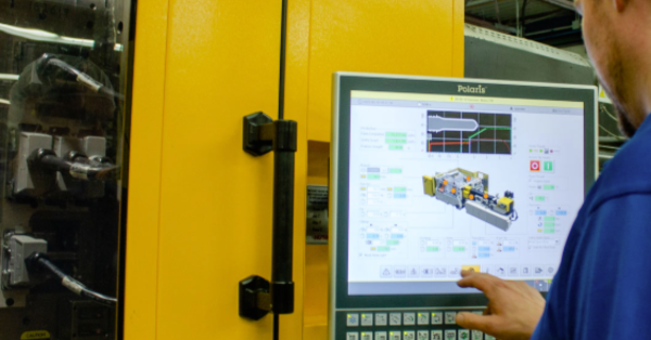 Technician working on laptop