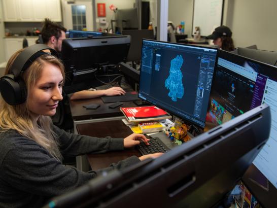 Woman working on a computer