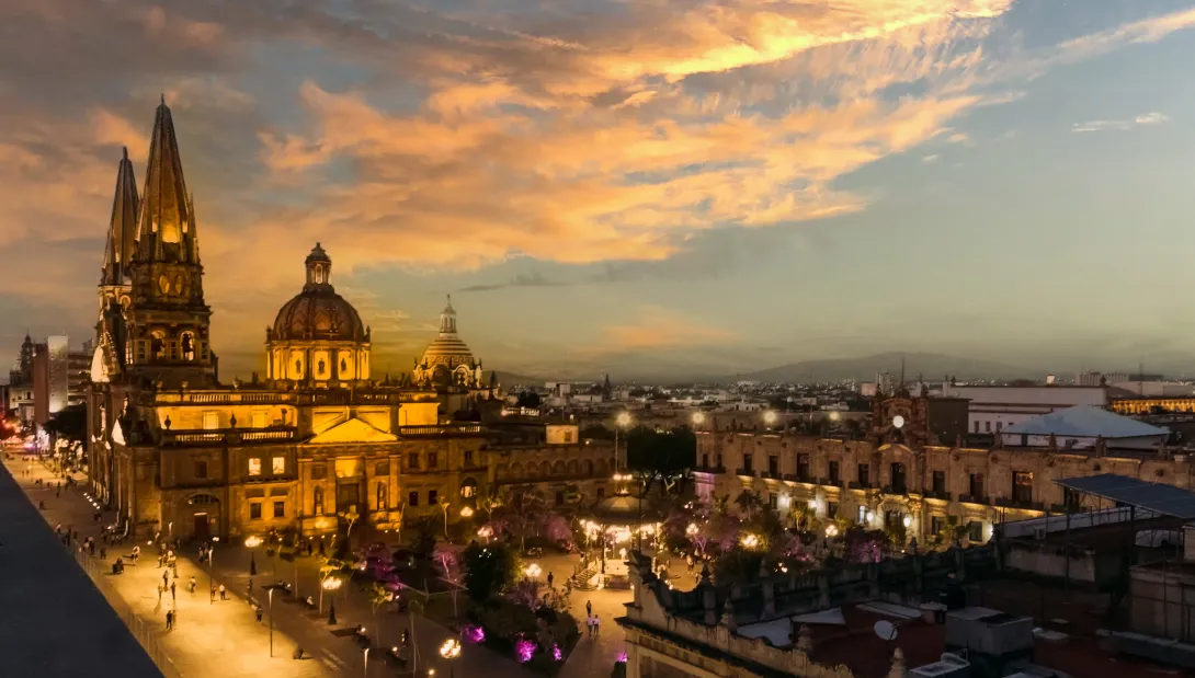 Mexico, Guadalajara Cathedral Basilica in historic centre near Plaza de Armas and Liberation Square.